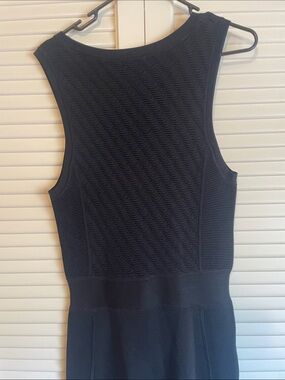 Theory LBD Black Textured Bodycon Sleeveless Dress